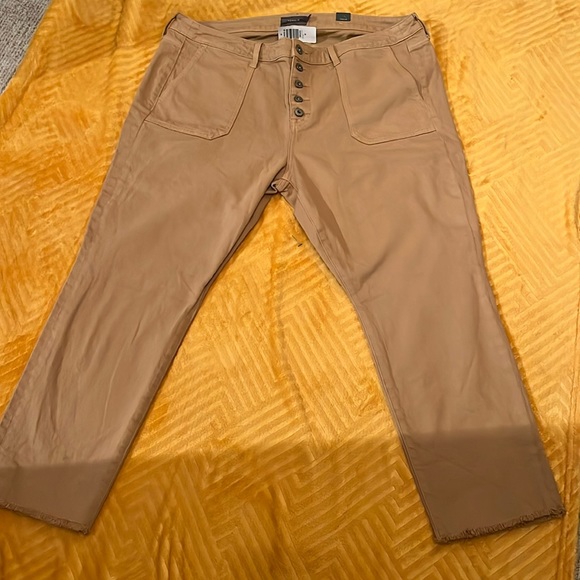 New! Torrid High Rise Straight Leg Raw Hem Tan Jeans Denim with Button Fly - 18R - Picture 2 of 9